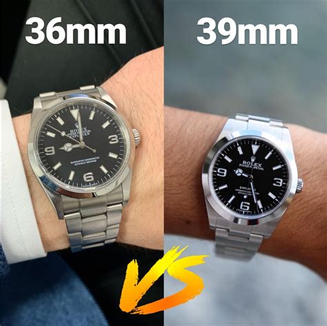 rolex 39mm vs 36mm wrist.